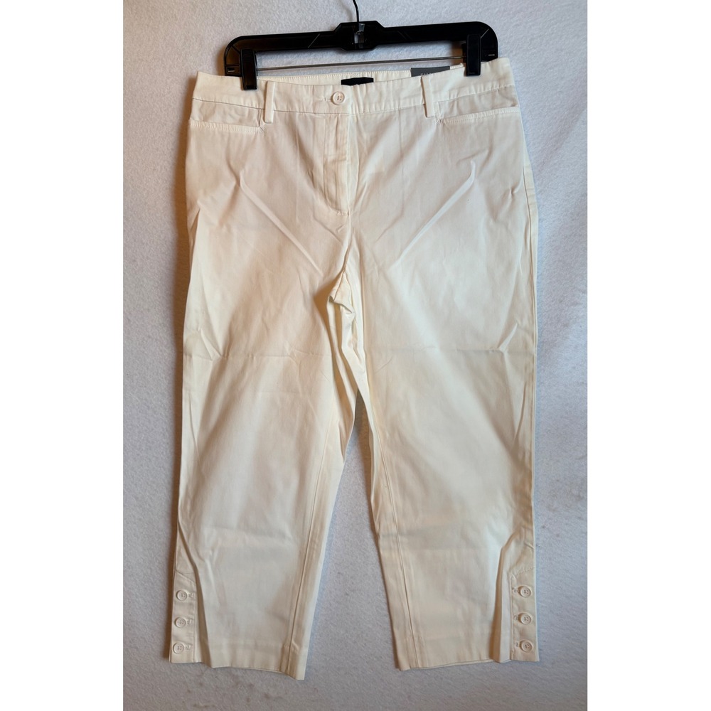 Talbots Perfect Skimmer Pants Womens 8‎ Cream Slim Leg Pedal Pusher Capri NWT